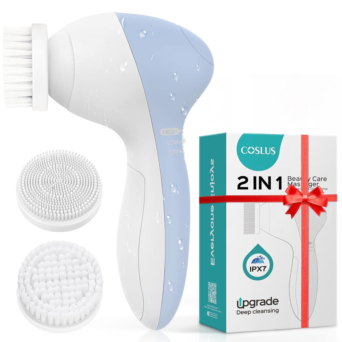 2 in1 FBS-D Electric Exfoliating Massage Device Waterproof Deep Cleaning Exfoliation Rotating Spa Machine - Electronic Skin Care Wash Clean System